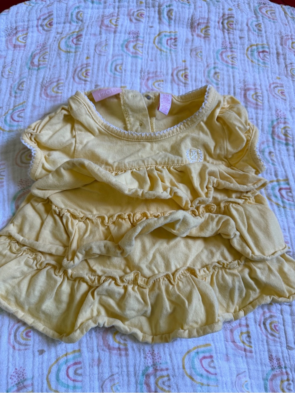 Vintage Izod Yellow Ruffle Baby Top 12 Months